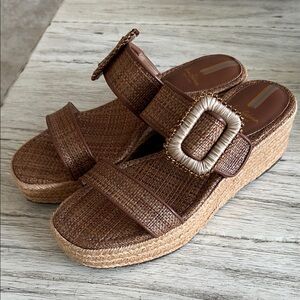 Sam Edelman Brown Woven Wedge Sandals